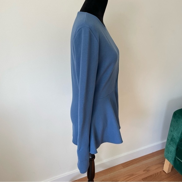 Stella Mccartney Blue Asymmetric Zipper Wool Jersey Sweater Jacket IT 46 US 10 - Picture 5 of 10